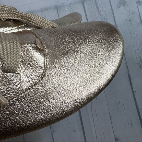 NEW Anothersole metallic gold leather lace up tie round toe flats size 42 - Picture 2 of 8
